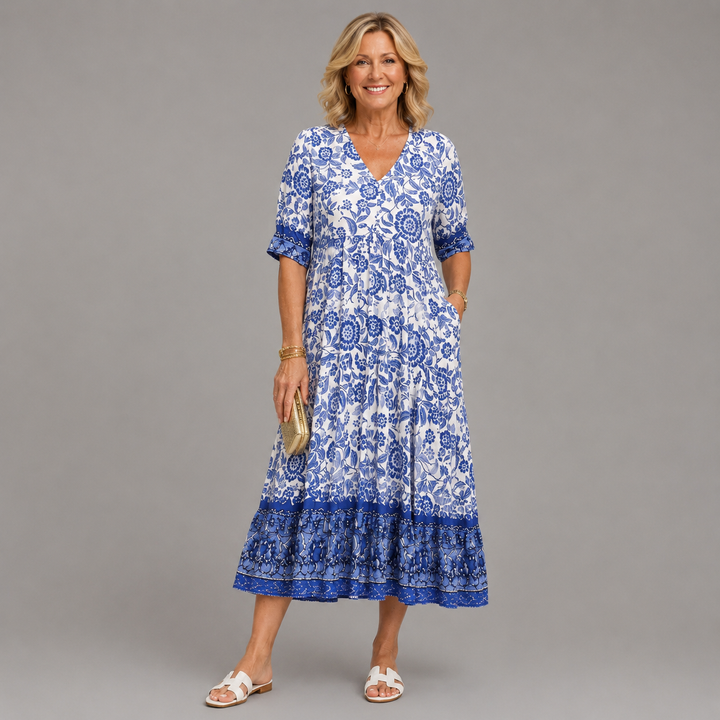 Federica | Floral V-Neck Midi Dress