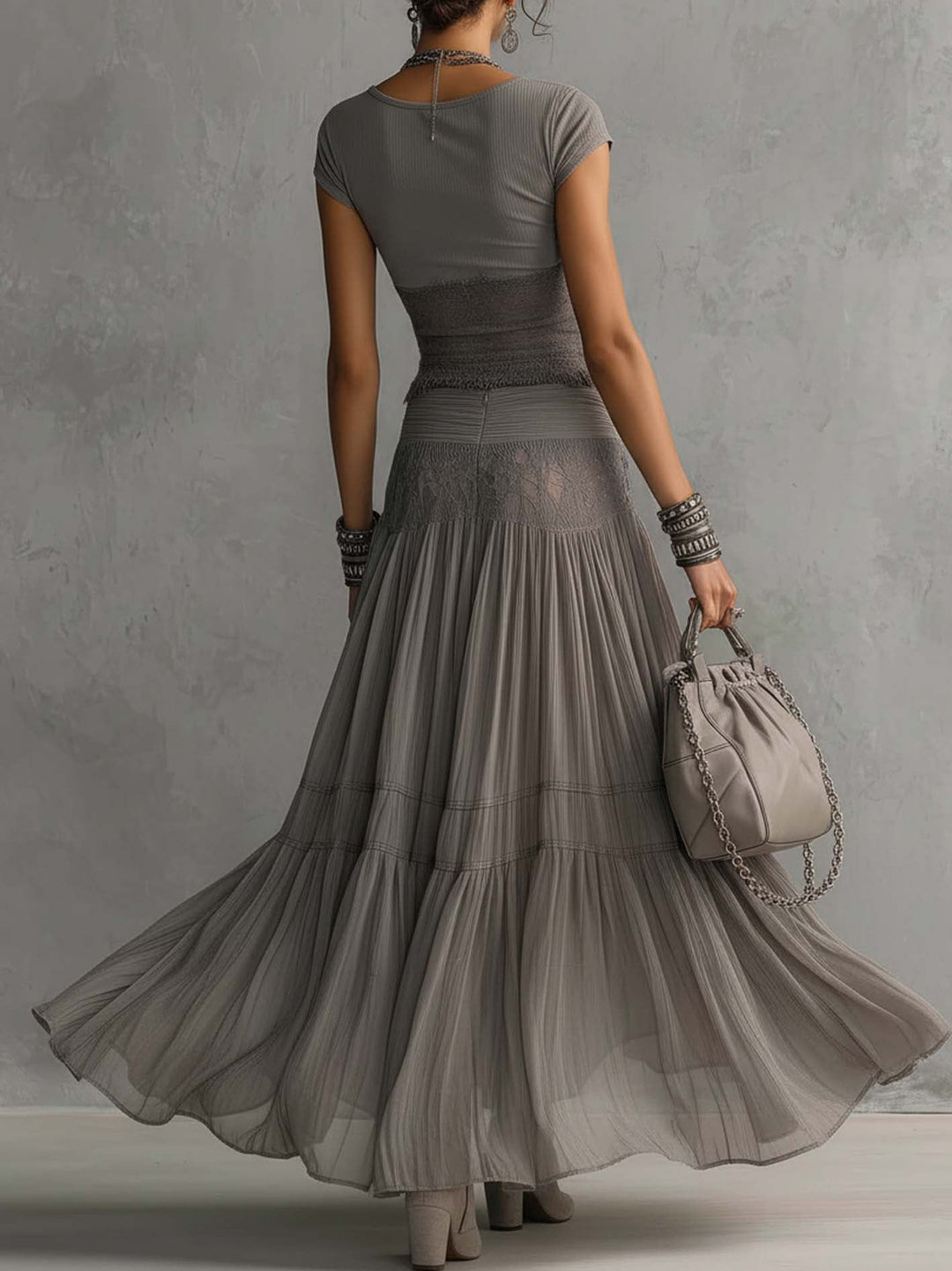 Matilde | Lace Panel Maxi Skirt Set
