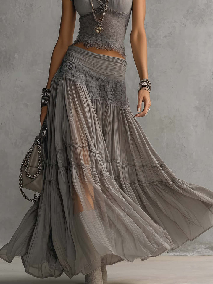 Matilde | Lace Panel Maxi Skirt Set