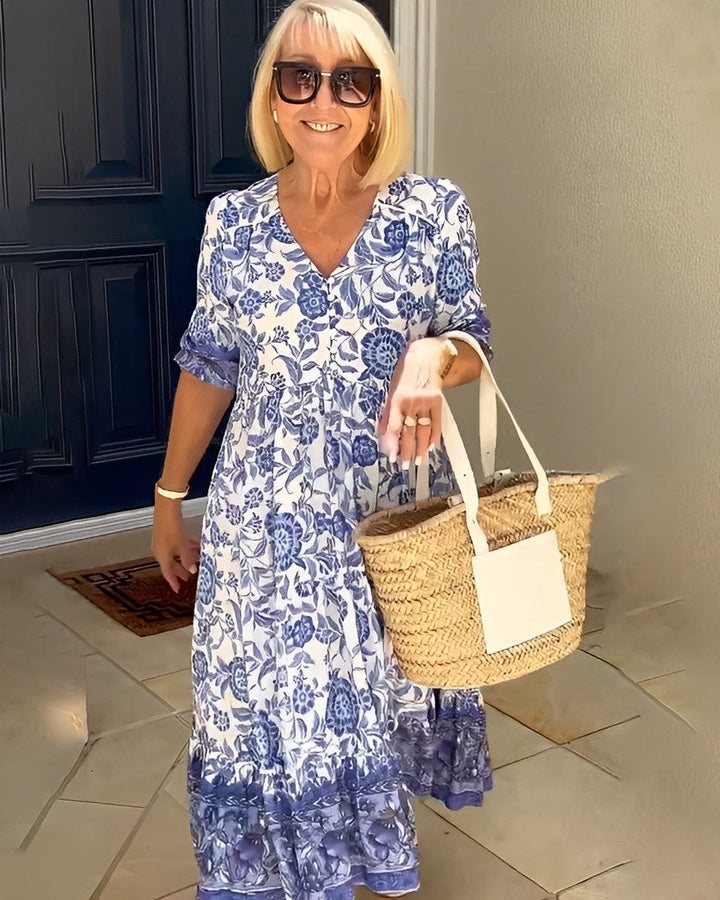 Federica | Floral V-Neck Midi Dress