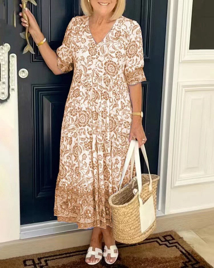 Federica | Floral V-Neck Midi Dress