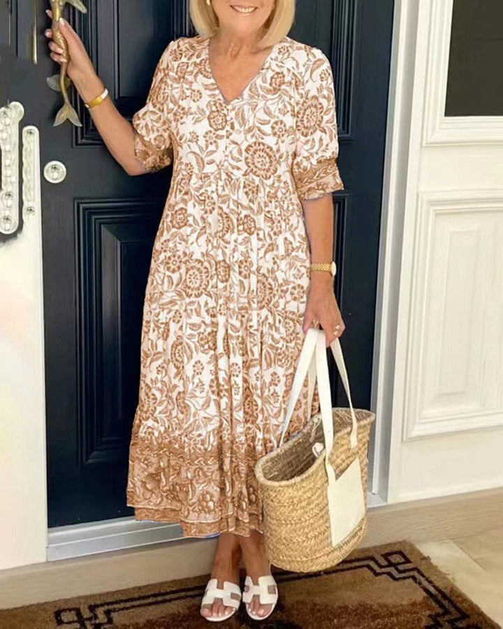 Federica | Floral V-Neck Midi Dress
