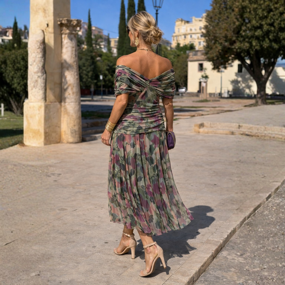 Cosima | Off Shoulder Chiffon Maxi Dress