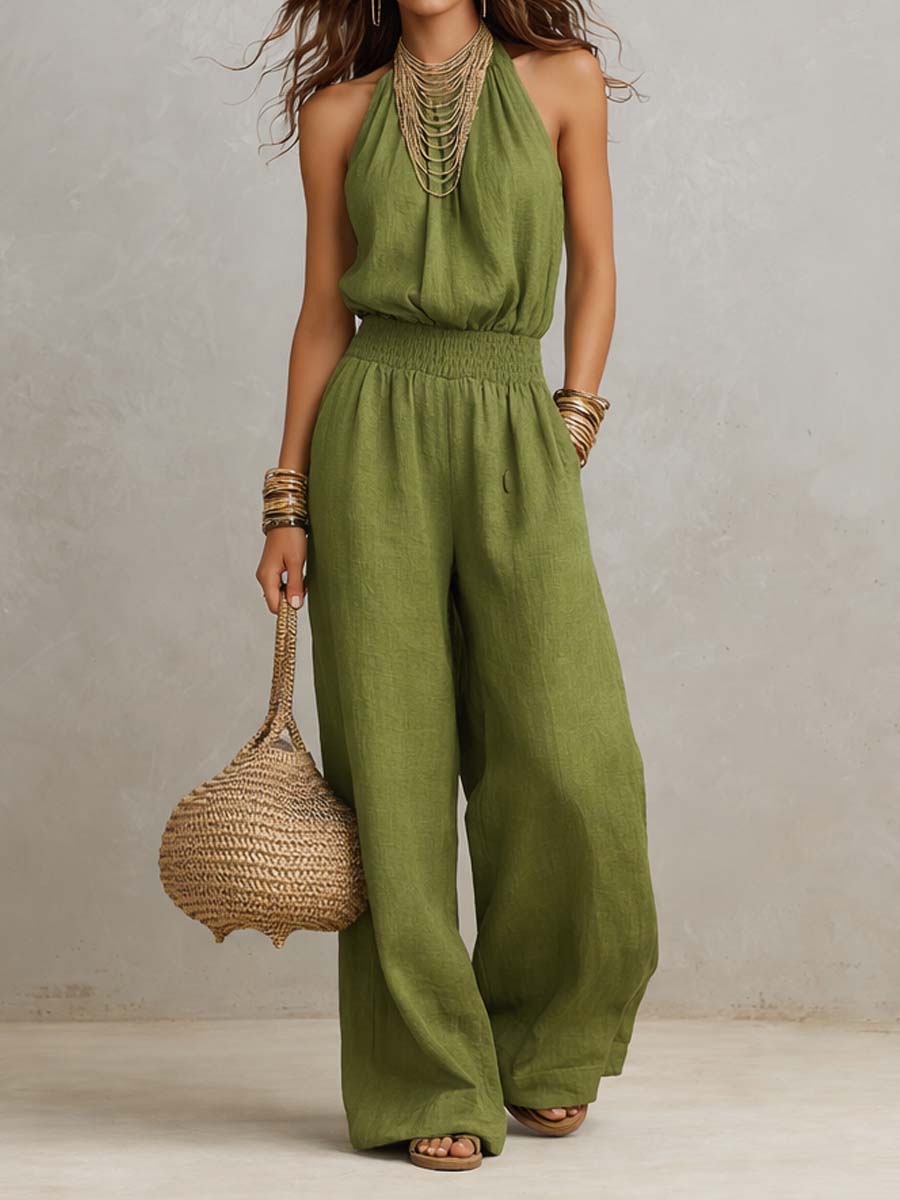 Salina | Halter Neck Wide-Leg Jumpsuit