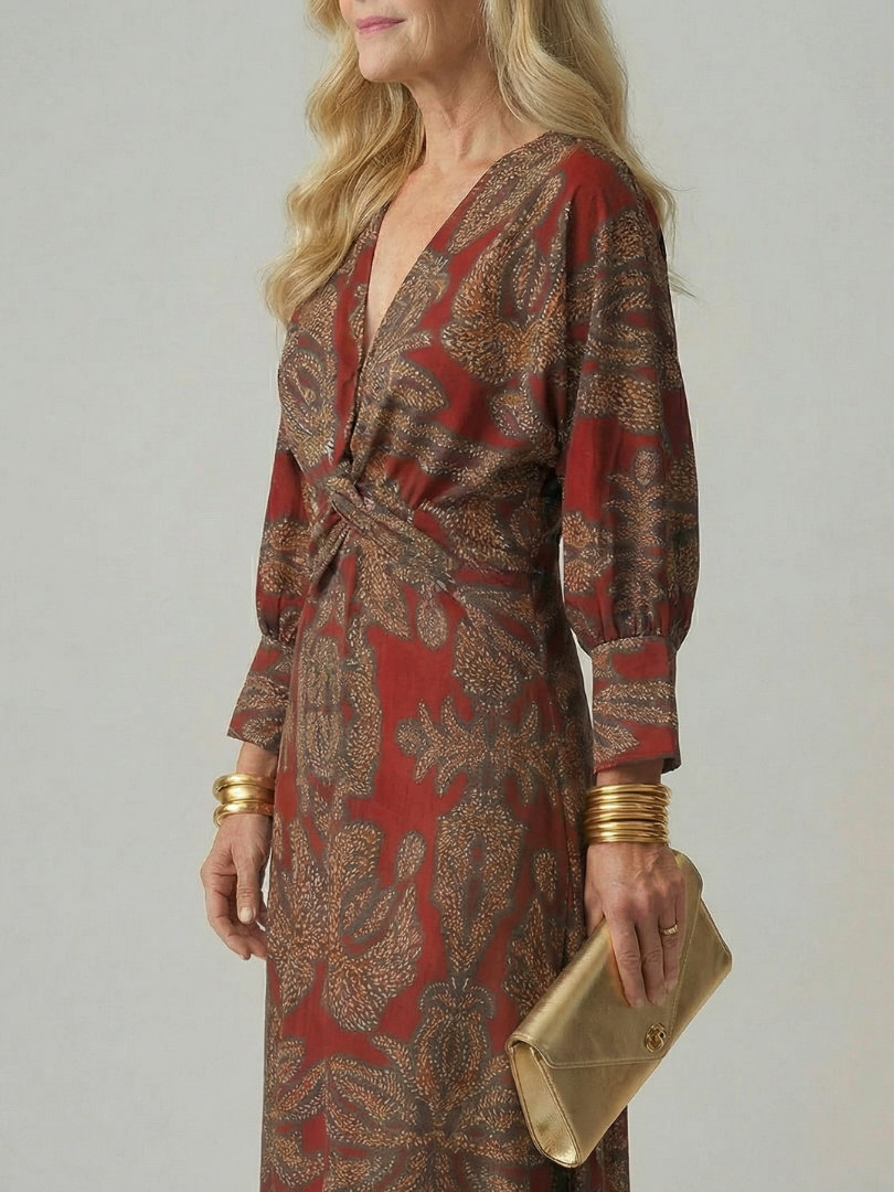 Greta | Long Sleeve Wrap Midi Dress