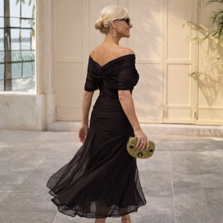 Cosima | Off Shoulder Chiffon Maxi Dress