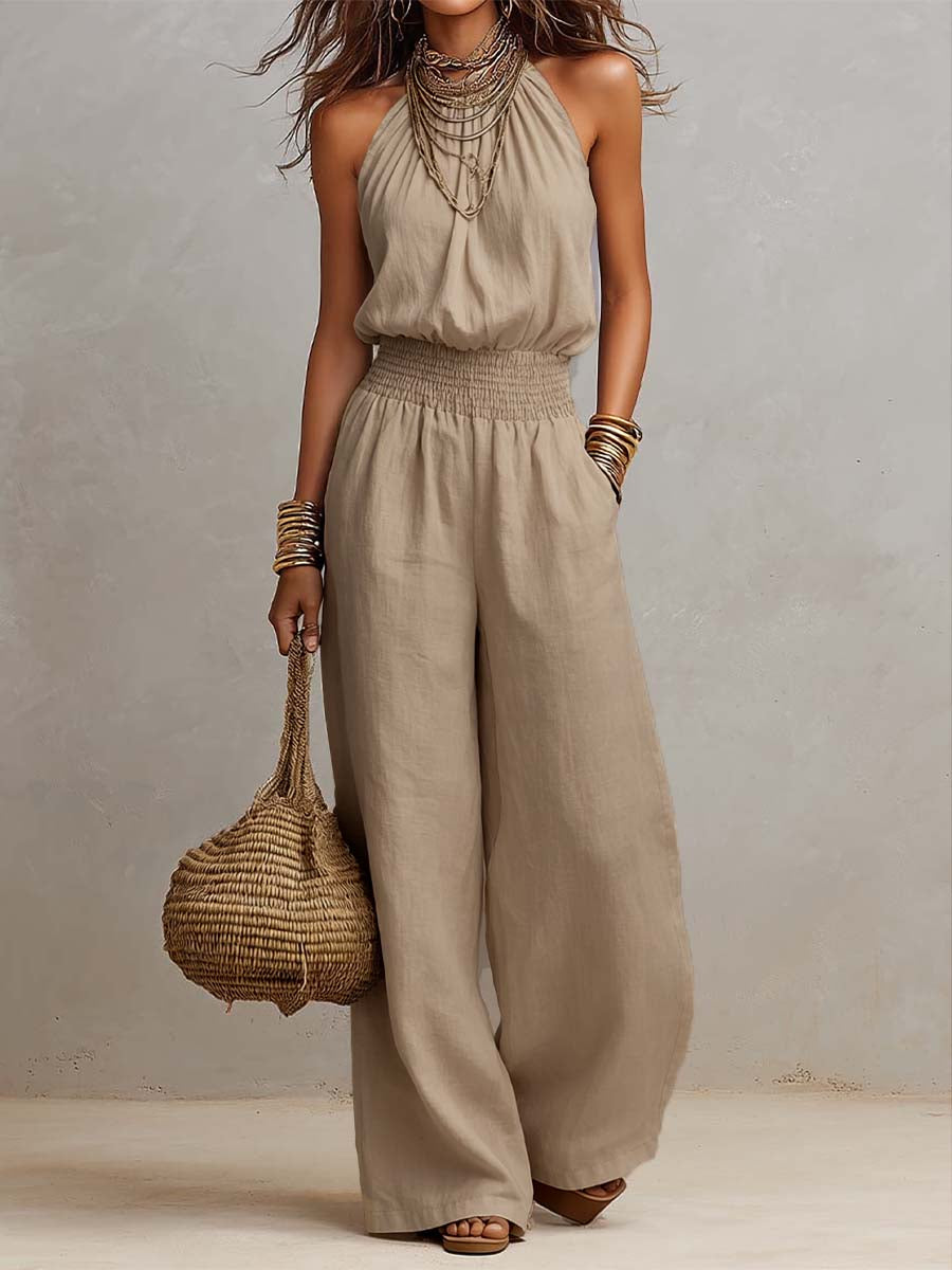 Salina | Halter Neck Wide-Leg Jumpsuit