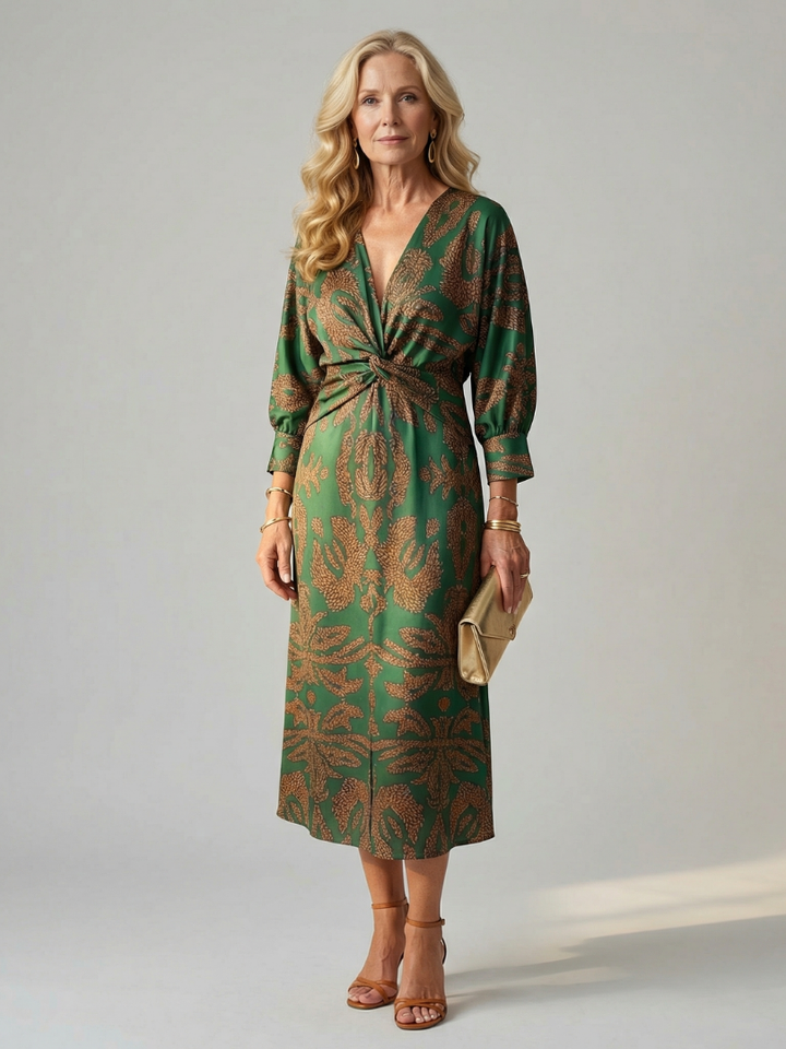 Greta | Long Sleeve Wrap Midi Dress
