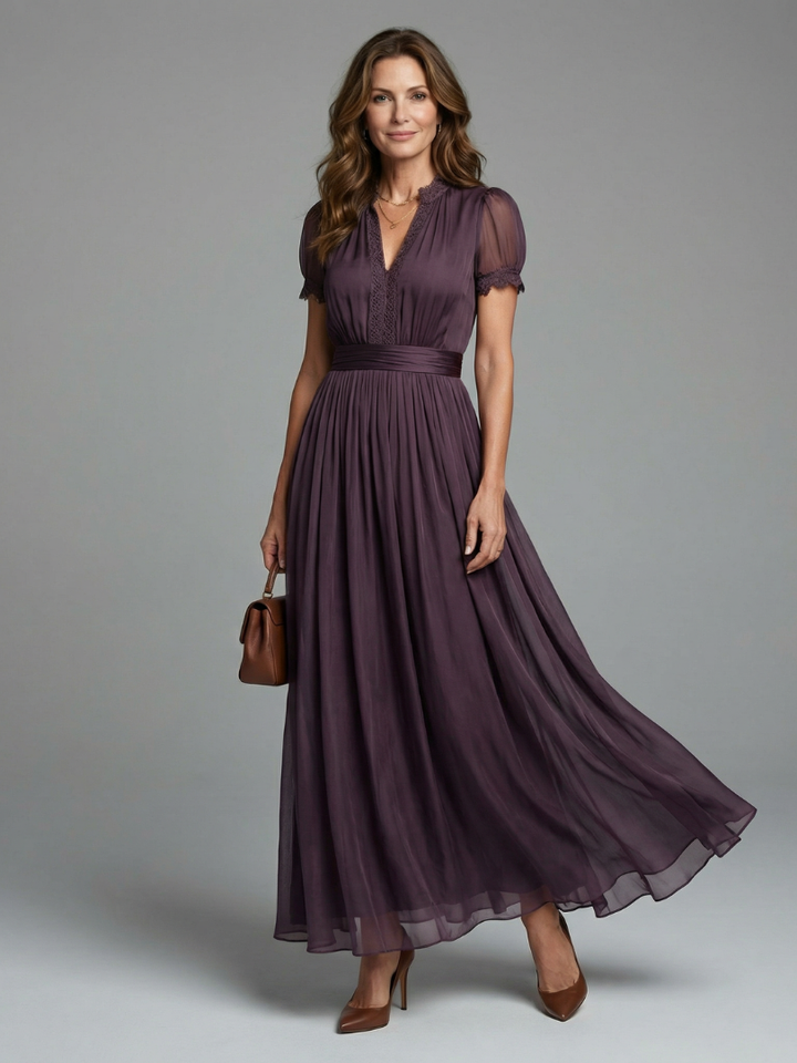 Vivienne | Gathered Waist Keyhole Maxi Dress
