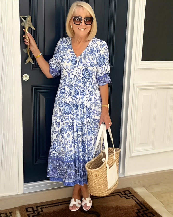 Federica | Floral V-Neck Midi Dress