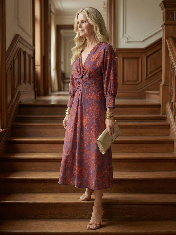 Greta | Long Sleeve Wrap Midi Dress