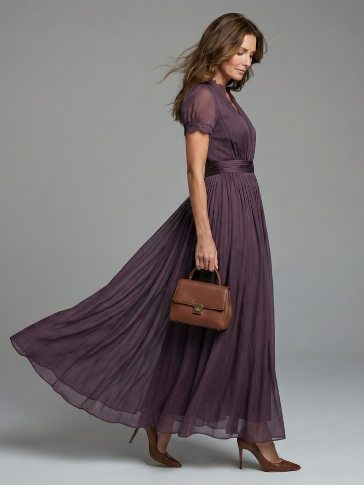 Vivienne | Gathered Waist Keyhole Maxi Dress