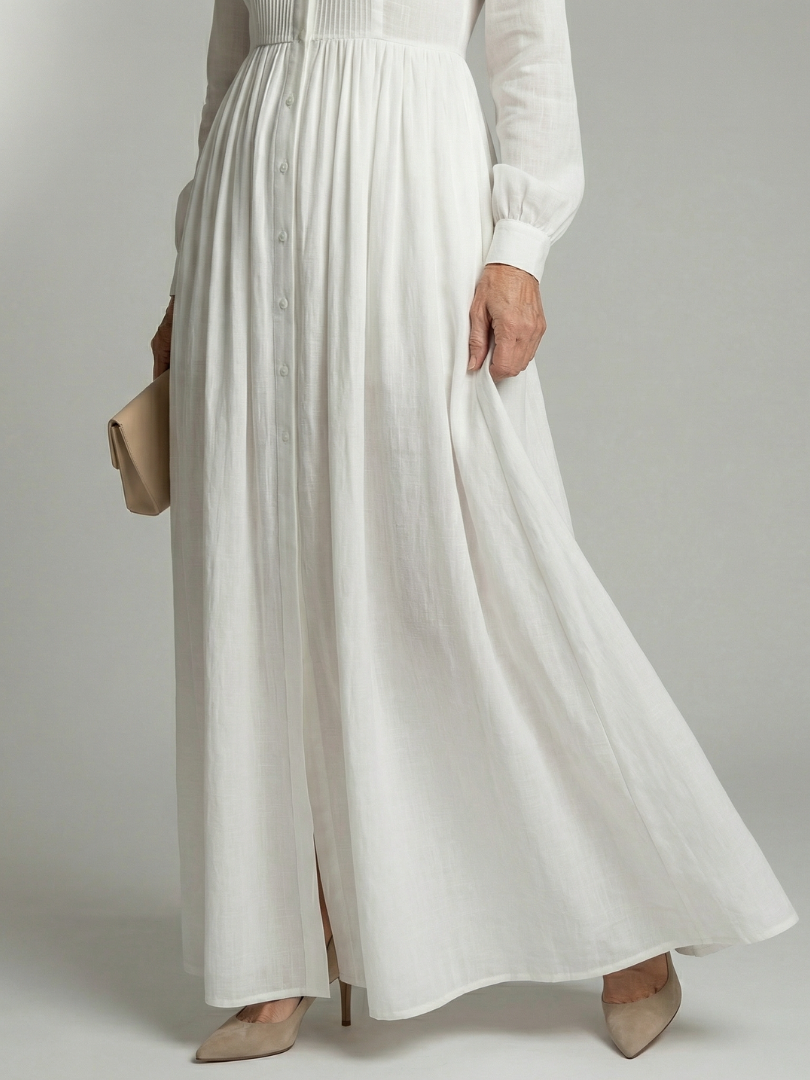 Roberta | Button Front Long Sleeve Maxi Dress