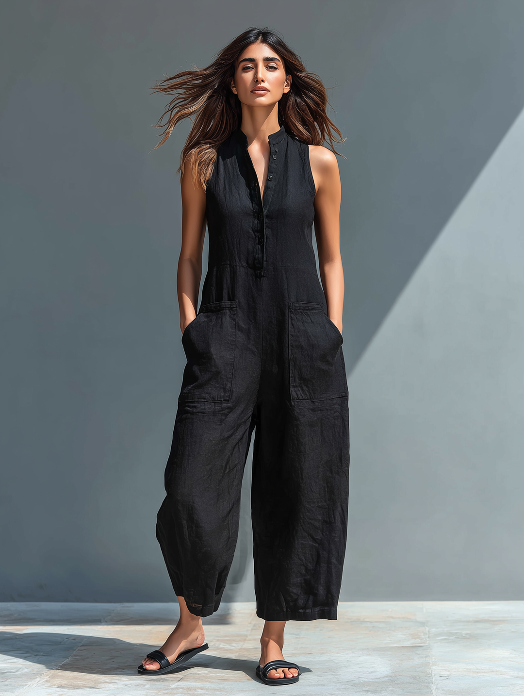 Lino | Sleeveless Jumpsuit with High Collar