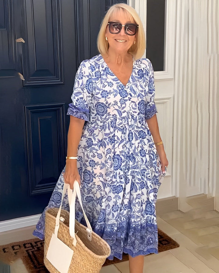 Federica | Floral V-Neck Midi Dress