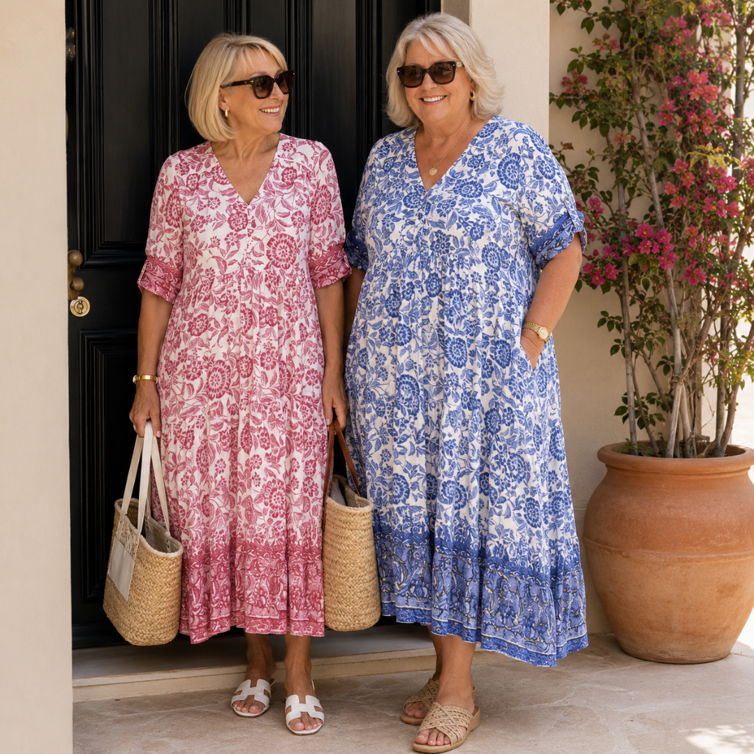 Federica | Floral V-Neck Midi Dress
