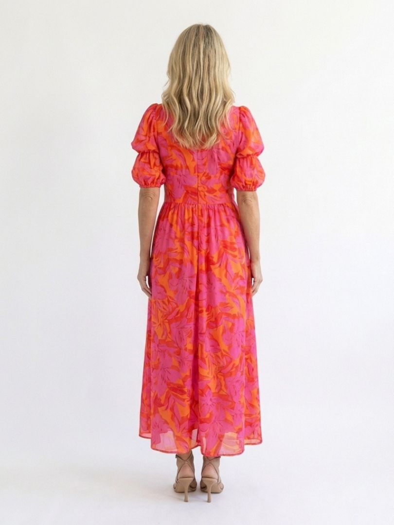 Ornella | Floral Puff Sleeve Midi Dress