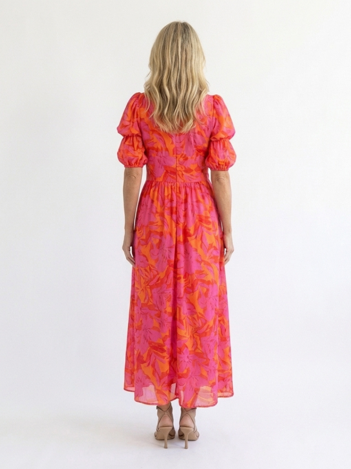 Ornella | Floral Puff Sleeve Midi Dress