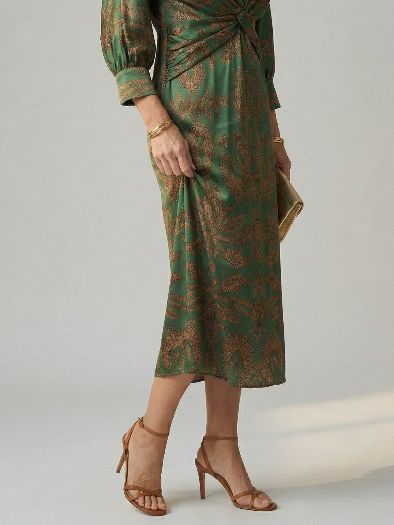 Greta | Long Sleeve Wrap Midi Dress