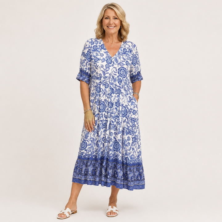 Federica | Floral V-Neck Midi Dress