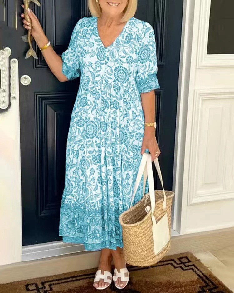 Federica | Floral V-Neck Midi Dress