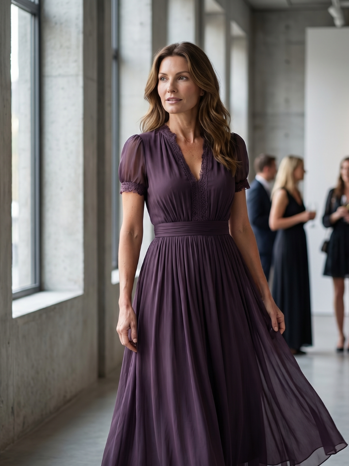 Vivienne | Gathered Waist Keyhole Maxi Dress