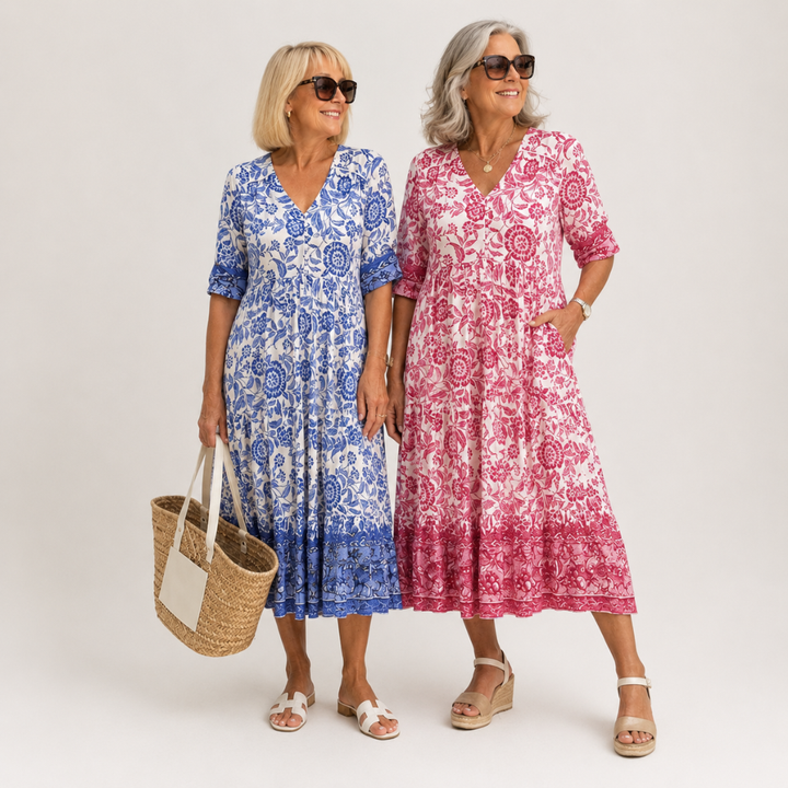 Federica | Floral V-Neck Midi Dress
