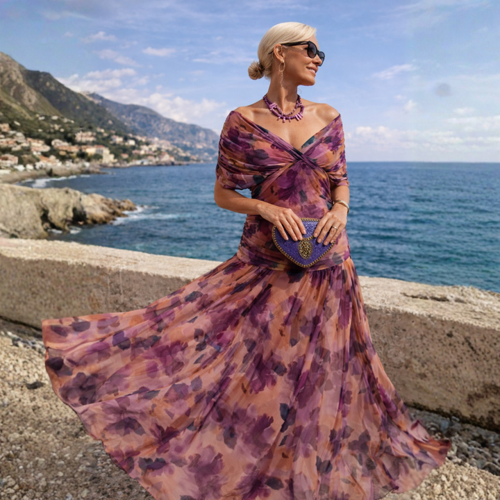 Cosima | Off Shoulder Chiffon Maxi Dress