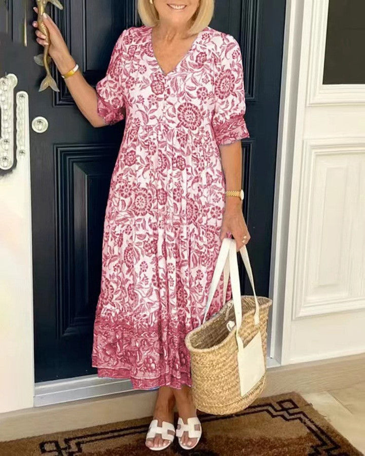 Federica | Floral V-Neck Midi Dress