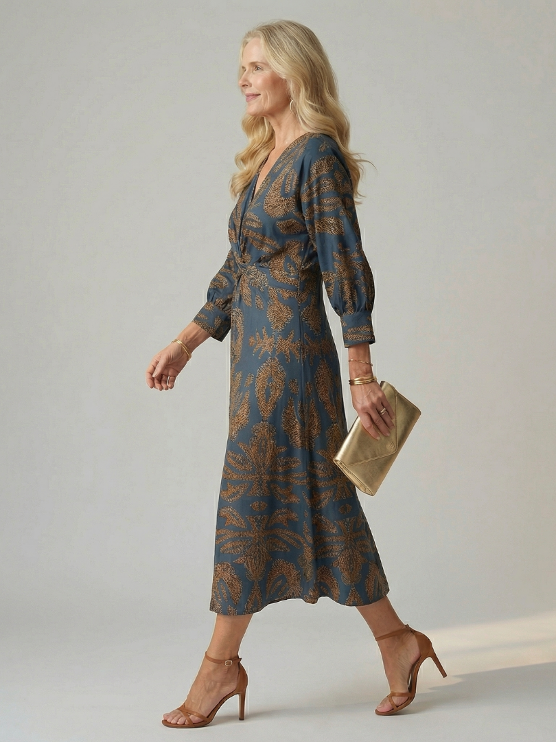 Greta | Long Sleeve Wrap Midi Dress