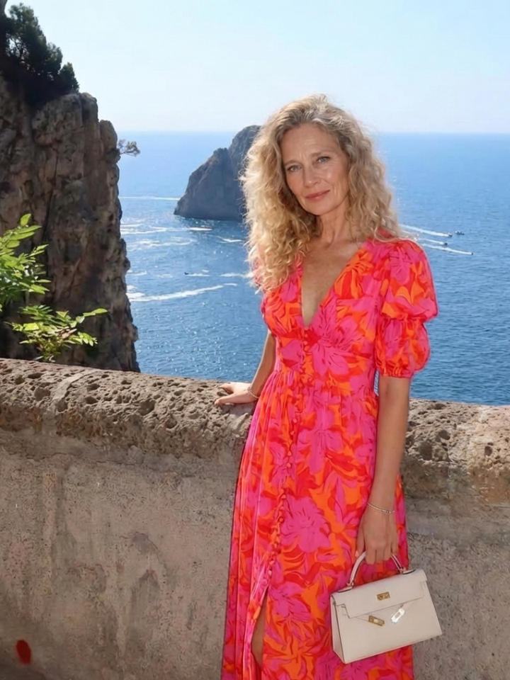 Ornella | Floral Puff Sleeve Midi Dress