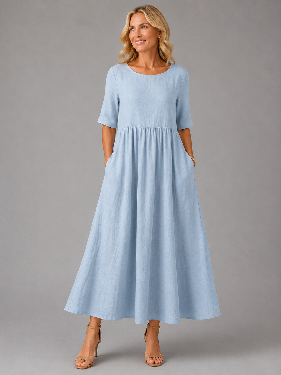 Nicoletta | Gathered Waist Midi Dress