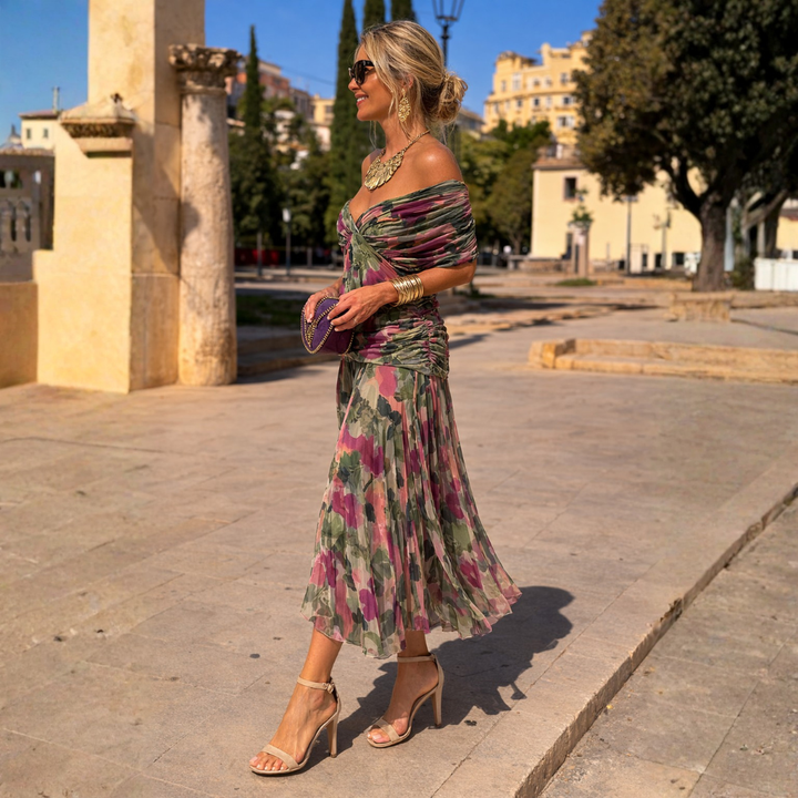 Cosima | Off Shoulder Chiffon Maxi Dress