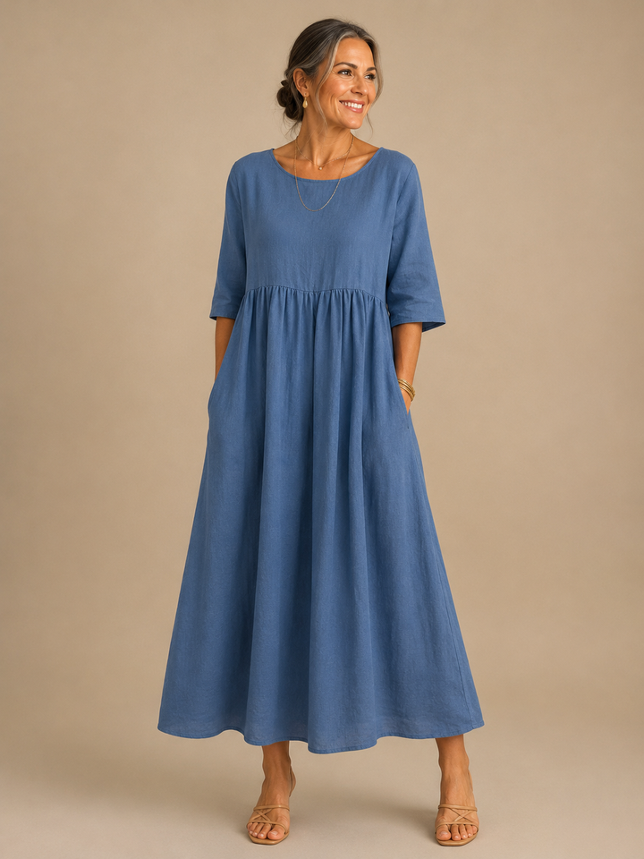 Nicoletta | Gathered Waist Midi Dress