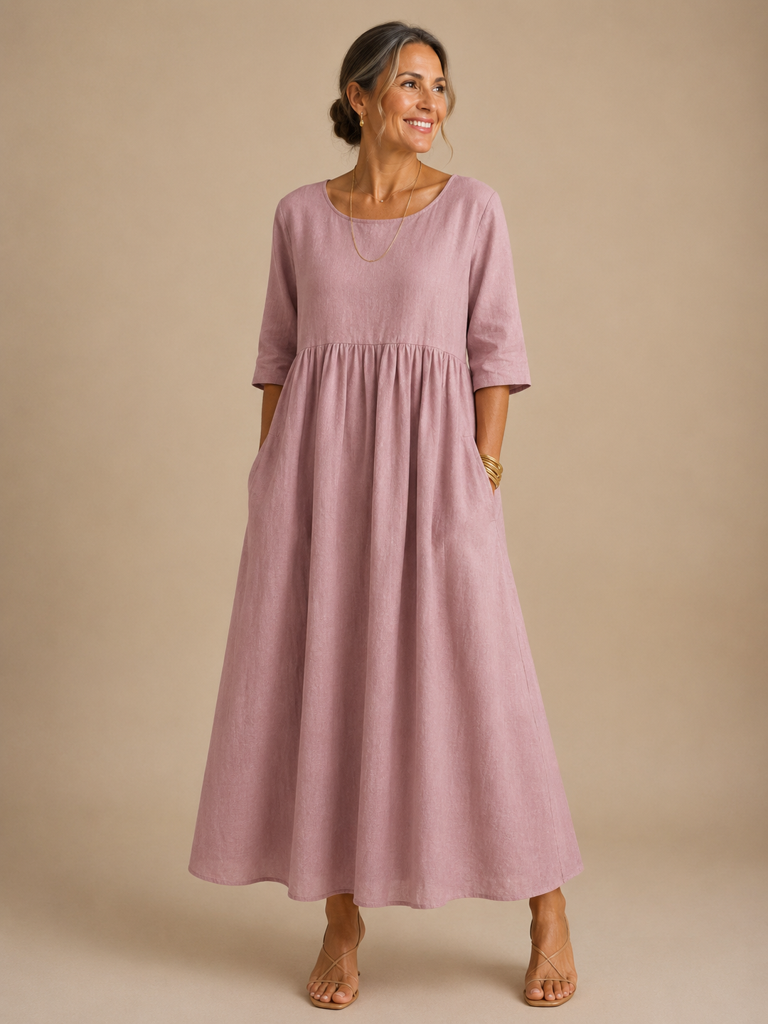 Nicoletta | Gathered Waist Midi Dress