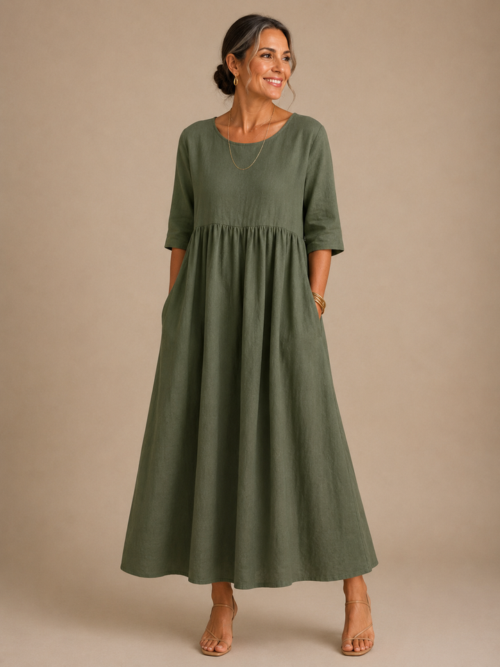 Nicoletta | Gathered Waist Midi Dress