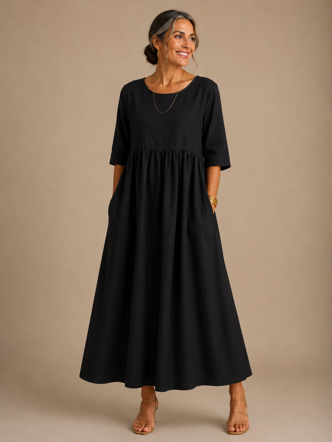 Nicoletta | Gathered Waist Midi Dress