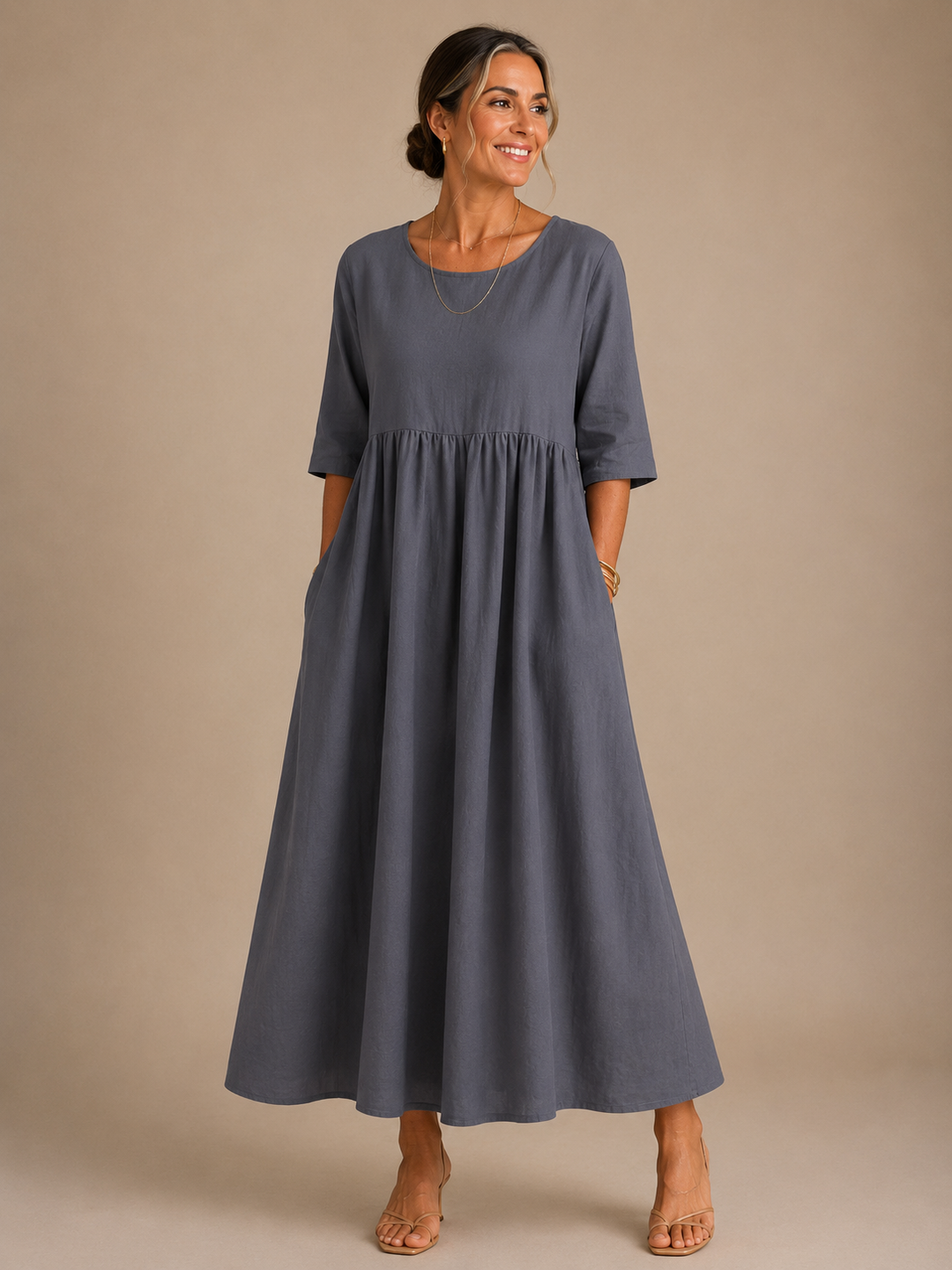 Nicoletta | Gathered Waist Midi Dress