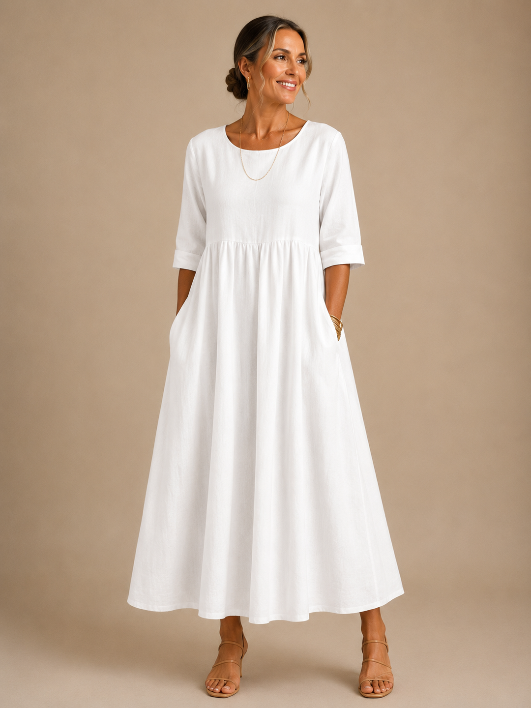 Nicoletta | Gathered Waist Midi Dress
