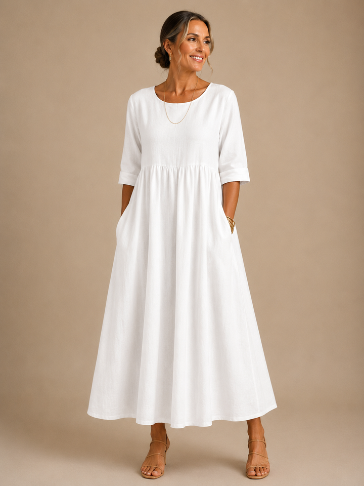 Nicoletta | Gathered Waist Midi Dress