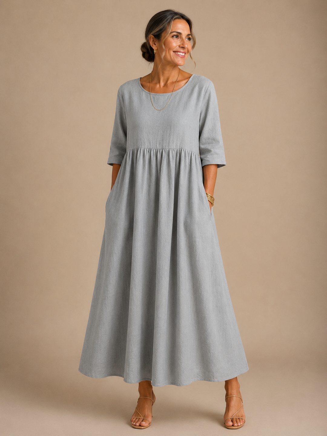 Nicoletta | Gathered Waist Midi Dress