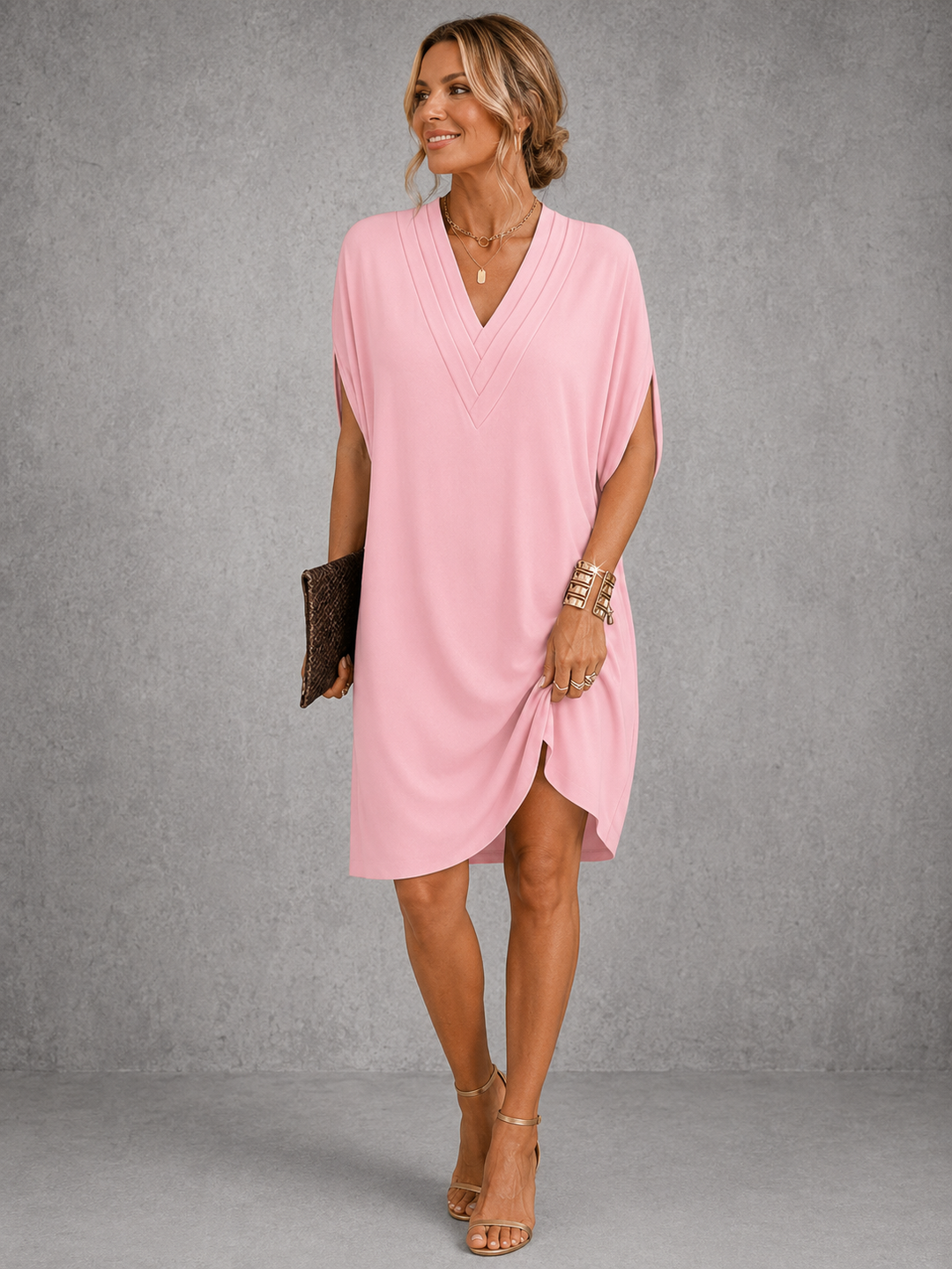 Nadia | Flowy V-Neck Midi Dress