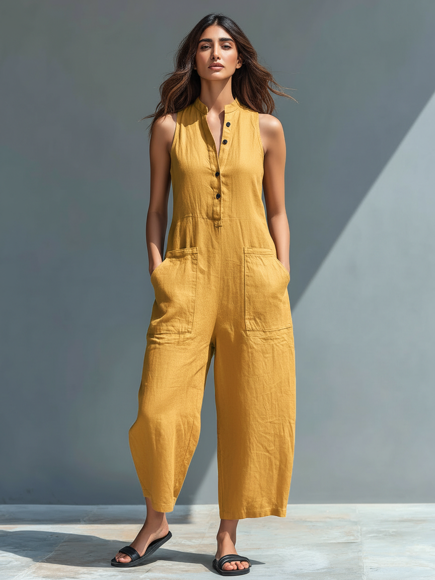 Lino | Sleeveless Jumpsuit with High Collar