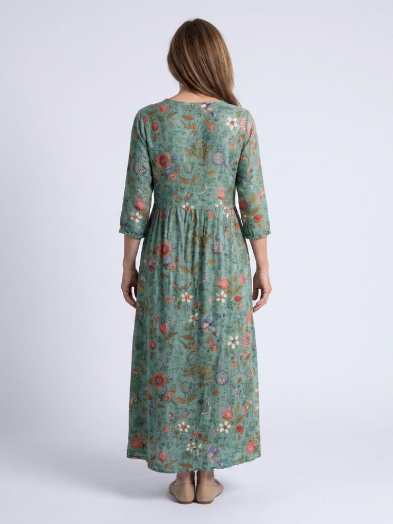 Lavinia | Floral Three-Quarter Sleeve Maxi Dress