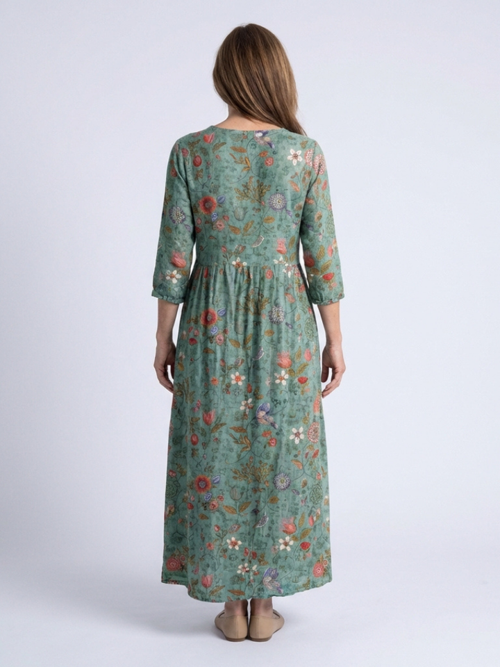 Lavinia | Floral Three-Quarter Sleeve Maxi Dress