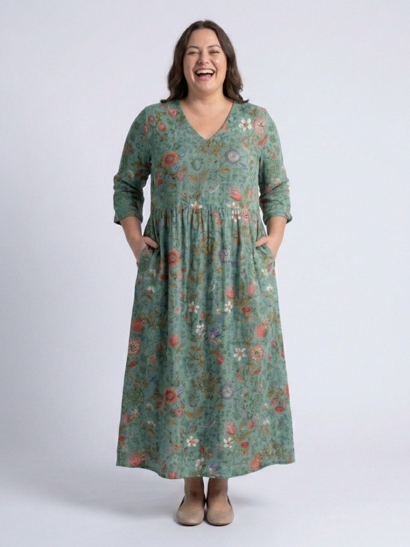 Lavinia | Floral Three-Quarter Sleeve Maxi Dress
