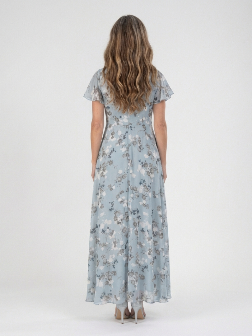 Dalia | Flutter Sleeve Chiffon Maxi Dress