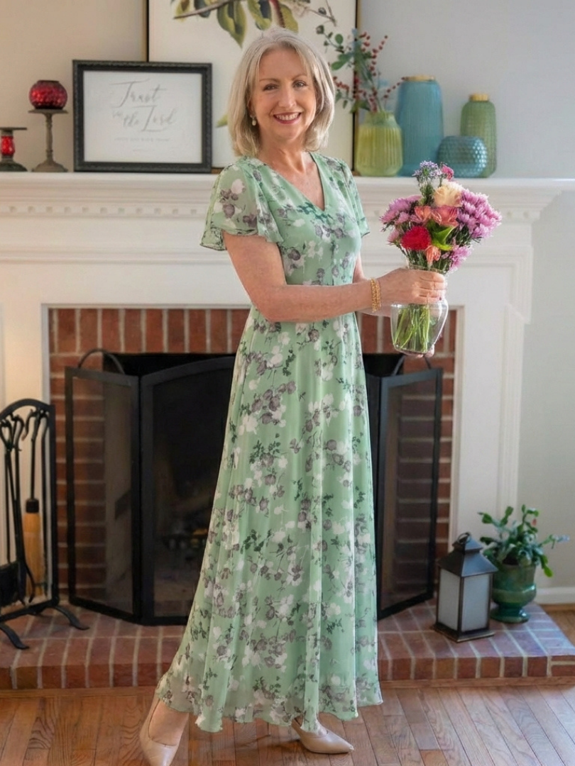 Dalia | Flutter Sleeve Chiffon Maxi Dress