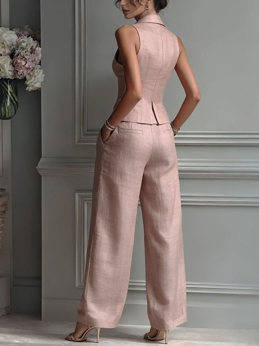 Cipria | Two-Piece Set with V-Neck and Buttons