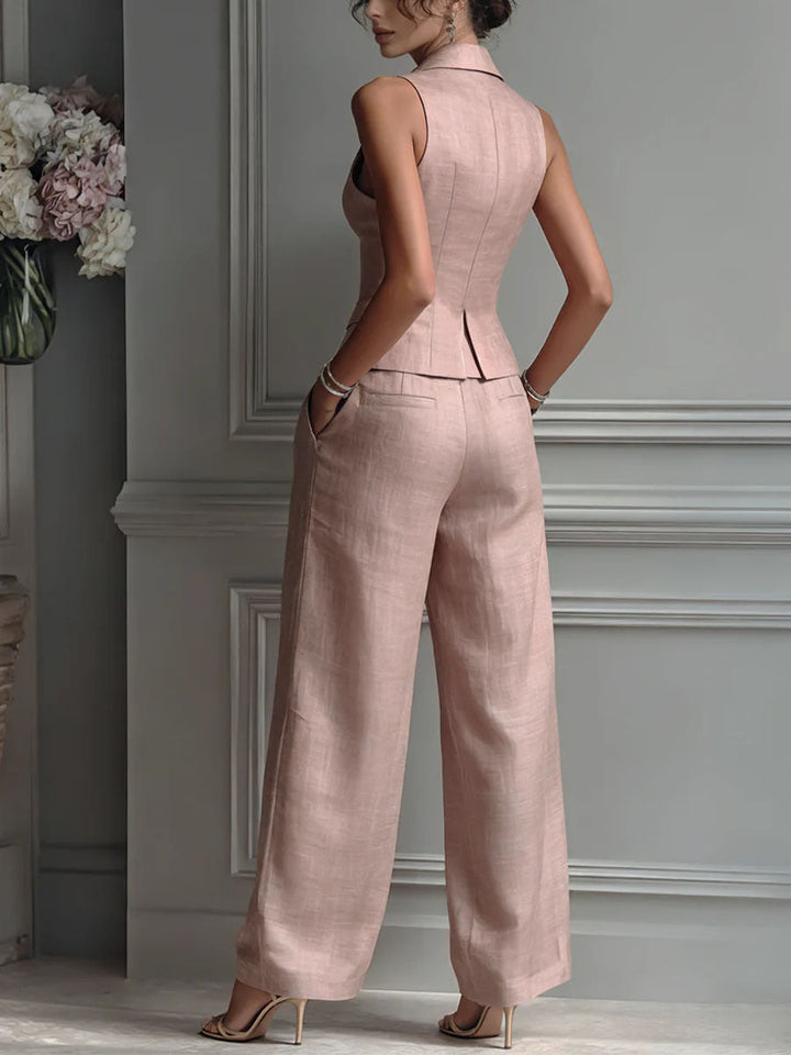 Cipria | Two-Piece Set with V-Neck and Buttons